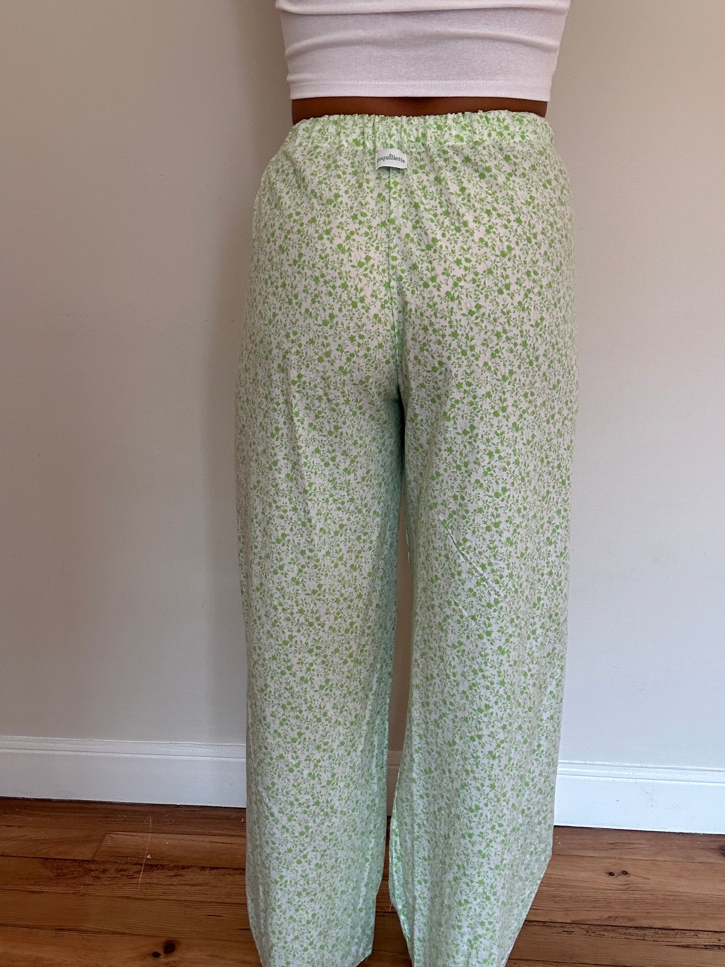 Pantalon Fleurs Verte