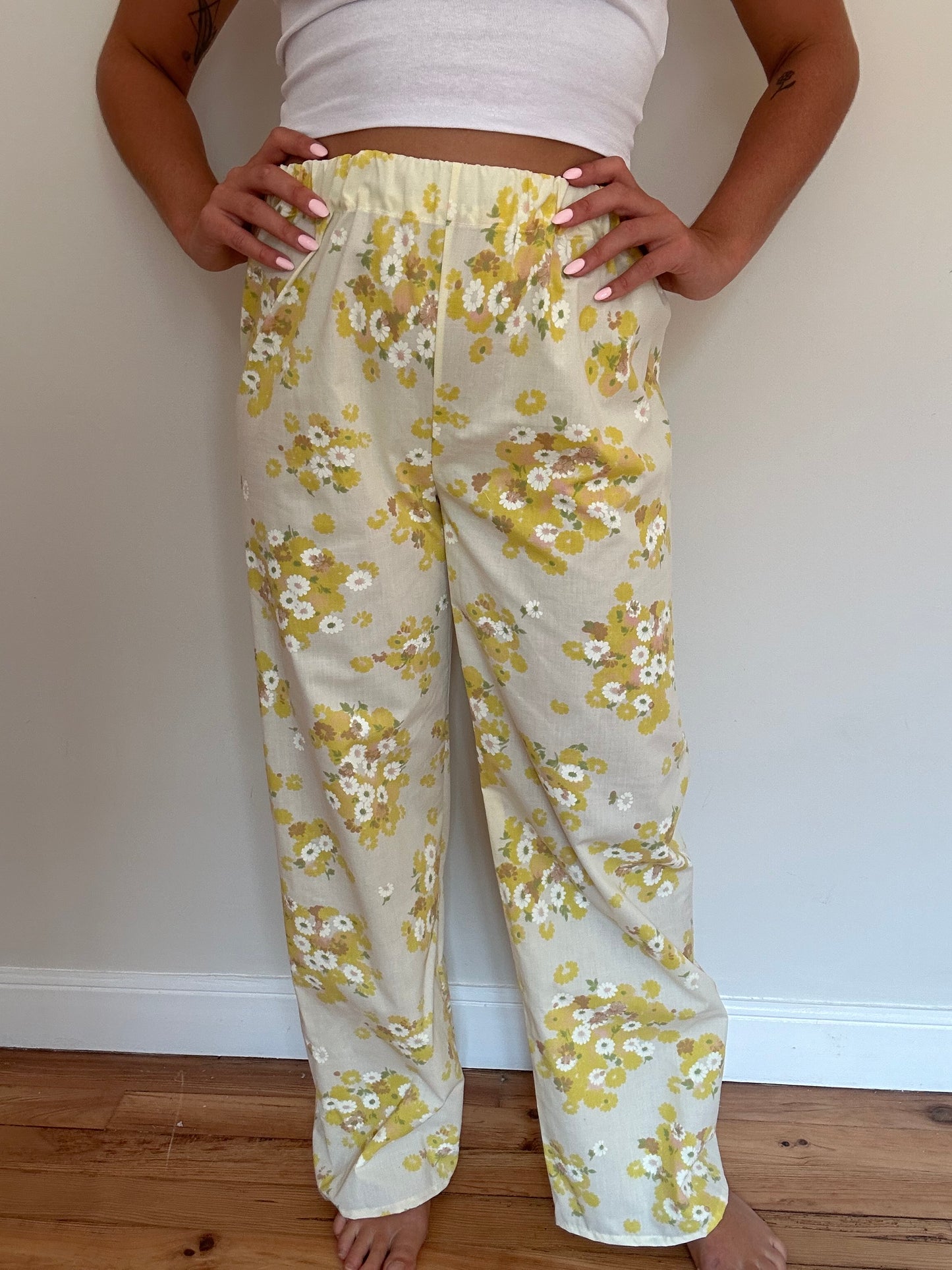 Pantalon Jaune Fleurs