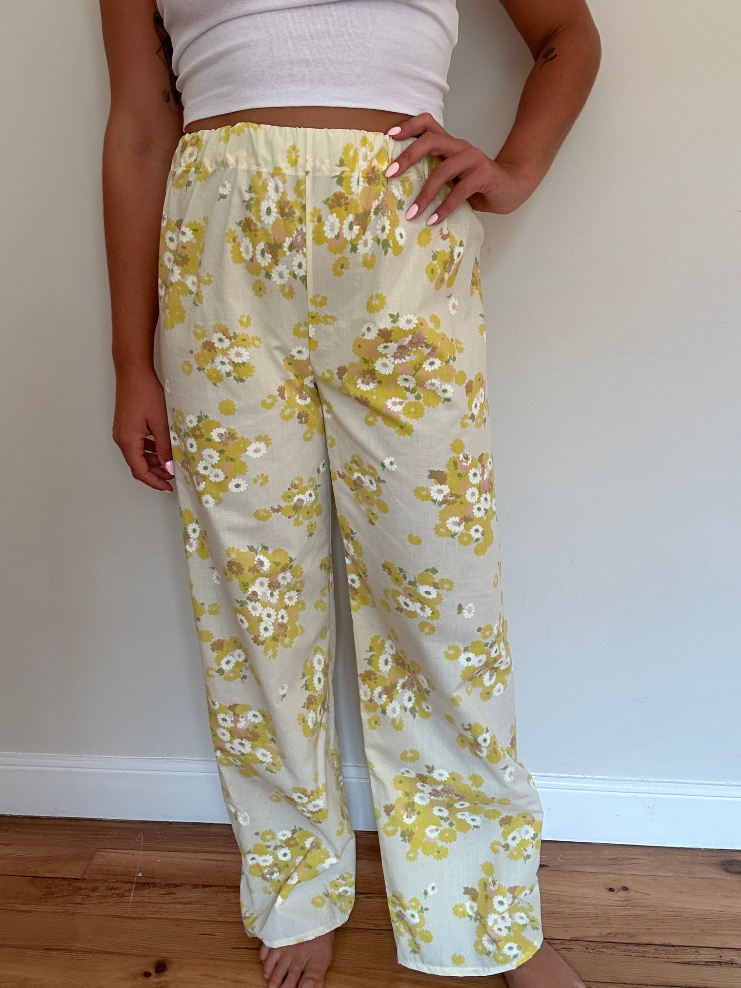 Pantalon Jaune Fleurs