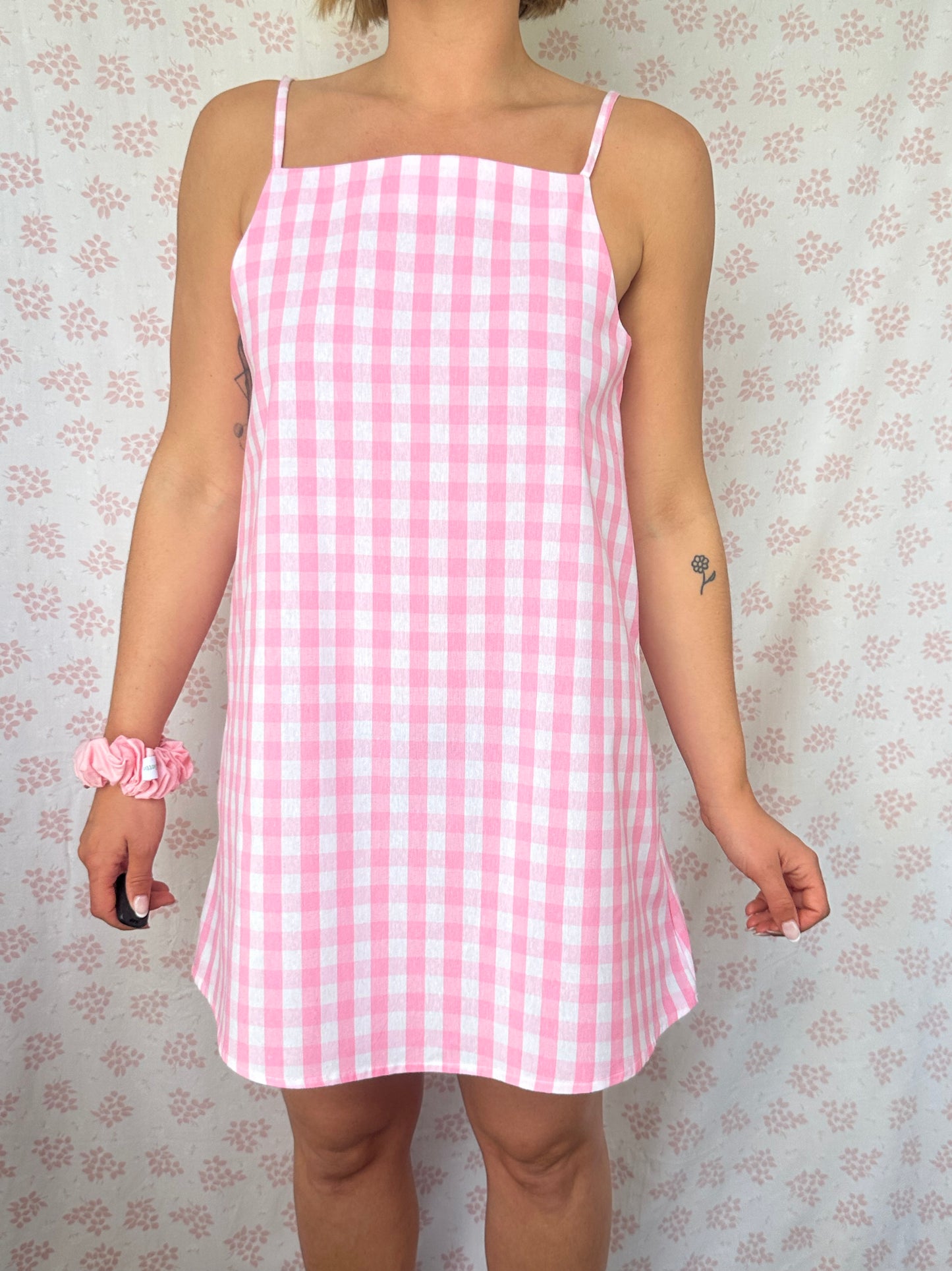 Robe Bretelle Vichy Rose