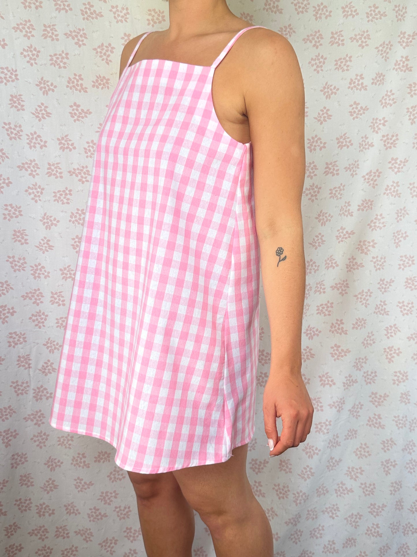 Robe Bretelle Vichy Rose