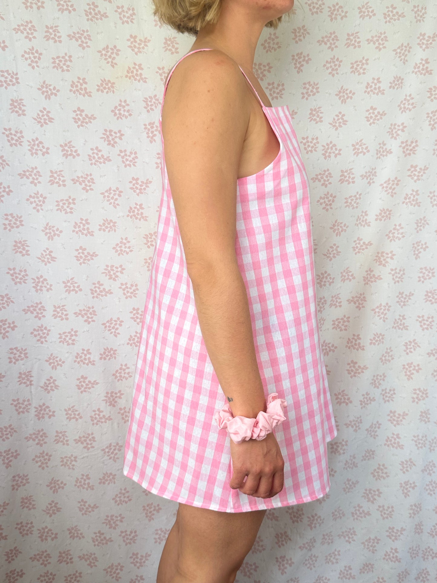 Robe Bretelle Vichy Rose