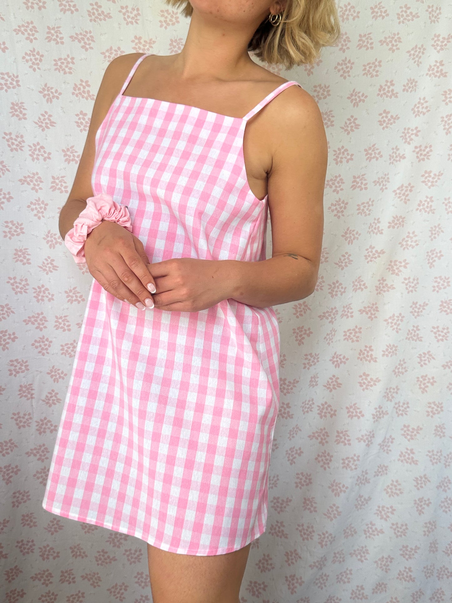 Robe Bretelle Vichy Rose