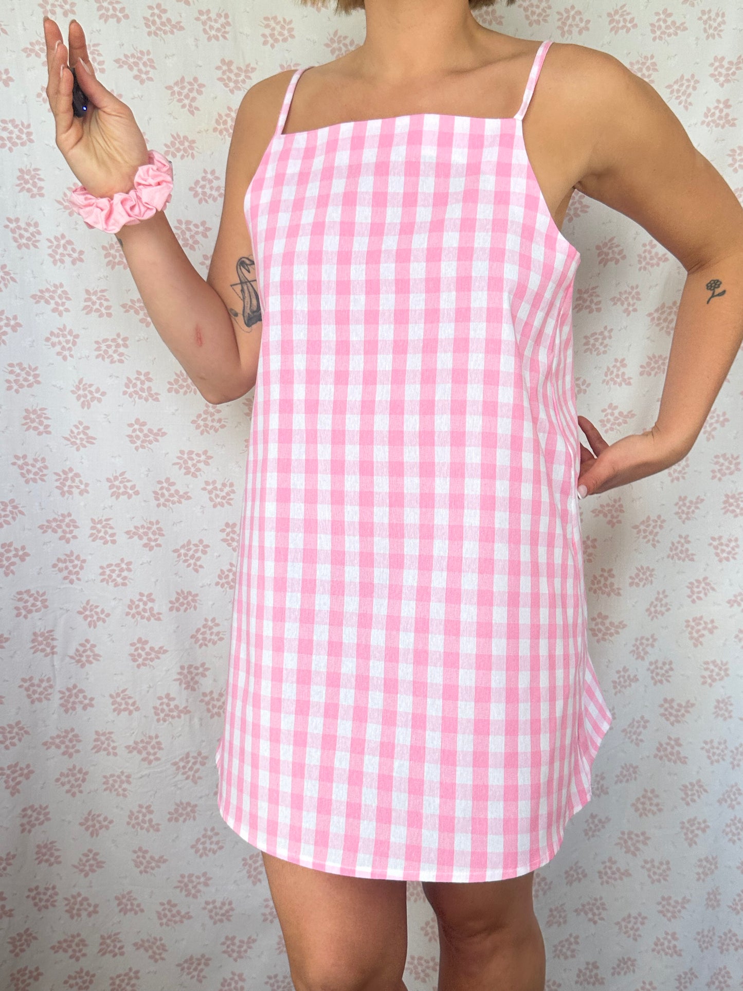 Robe Bretelle Vichy Rose