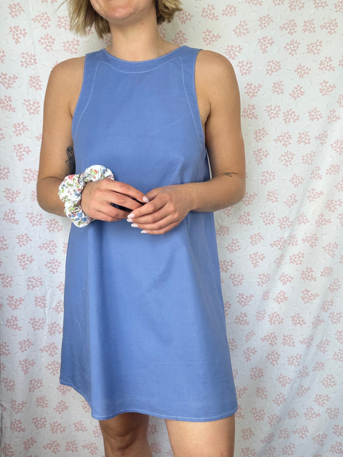 Robe Col Uni Bleu