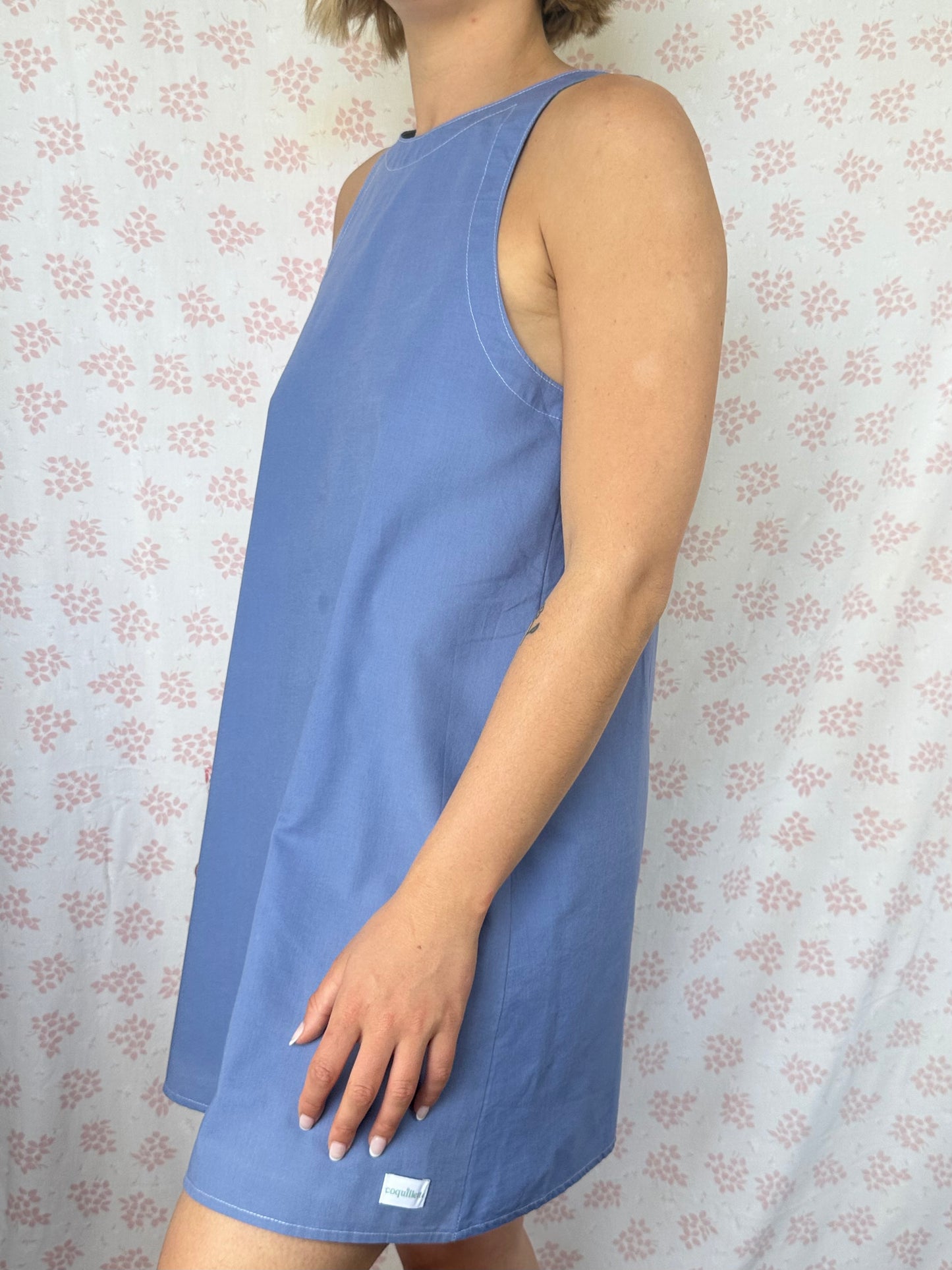 Robe Col Uni Bleu