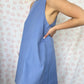 Robe Col Uni Bleu