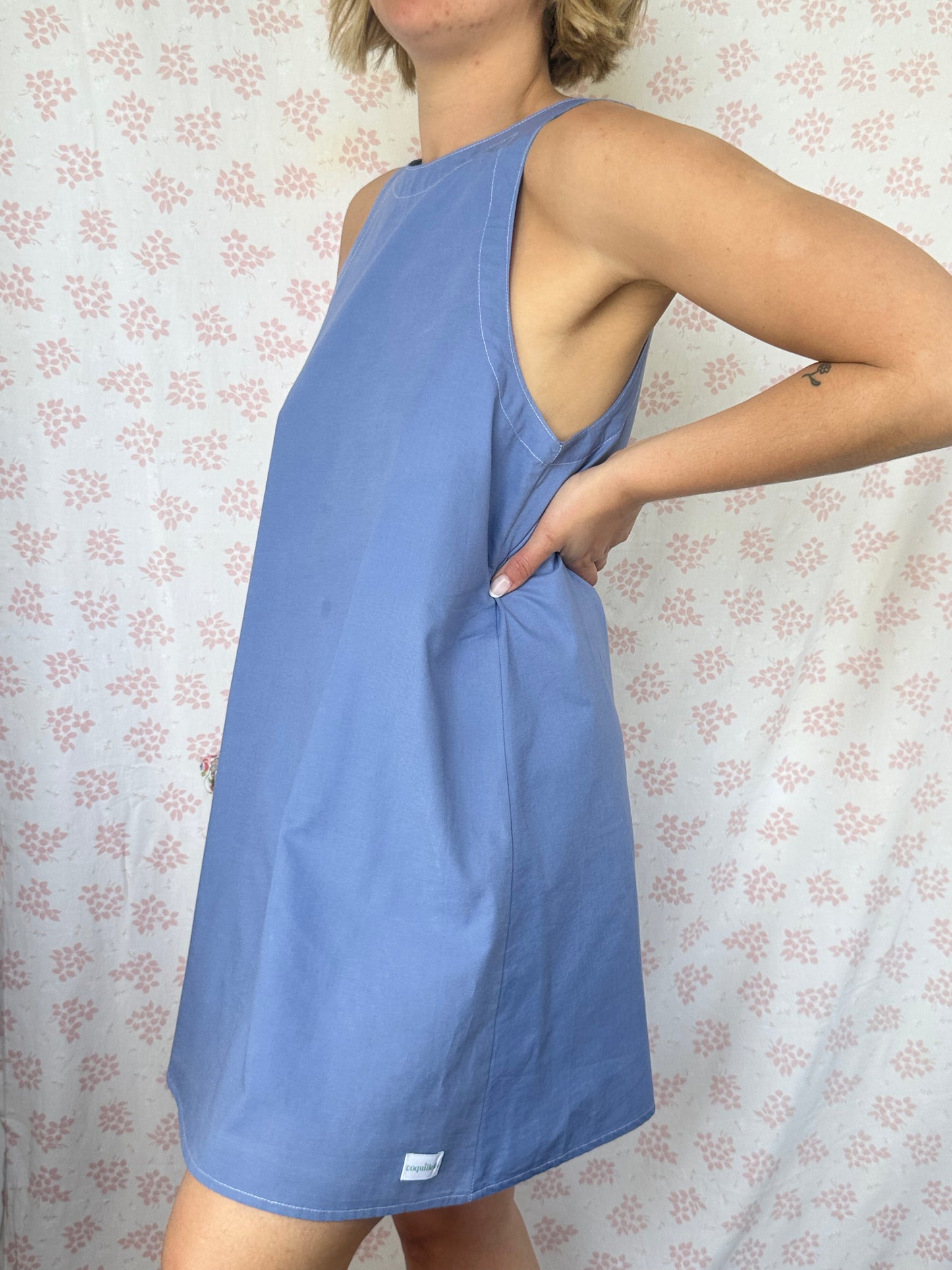 Robe Col Uni Bleu