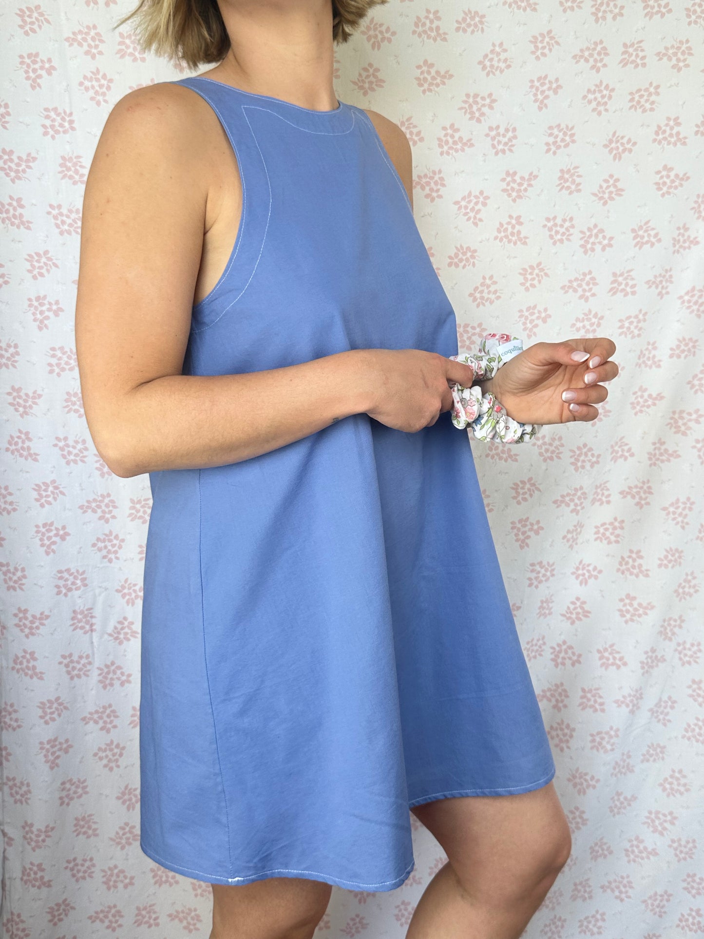 Robe Col Uni Bleu