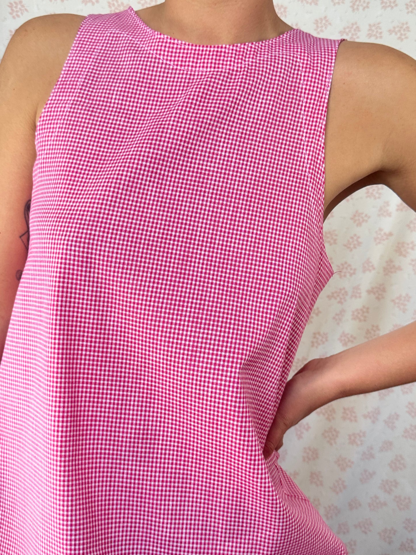 Robe Col Vichy Framboise