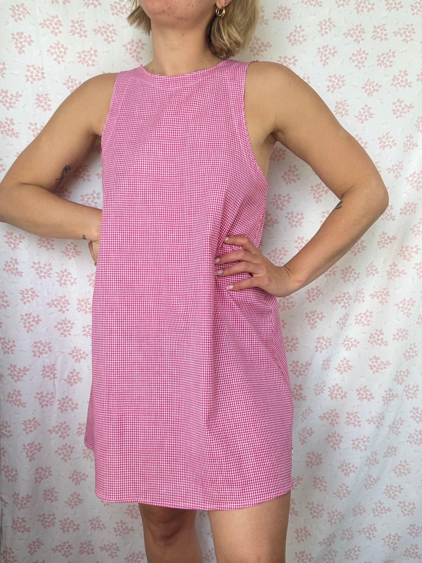 Robe Col Vichy Framboise