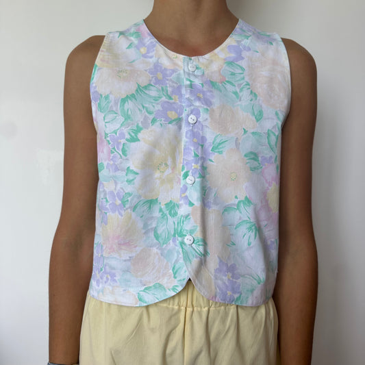 Haut Bouton Fleurs Pastel