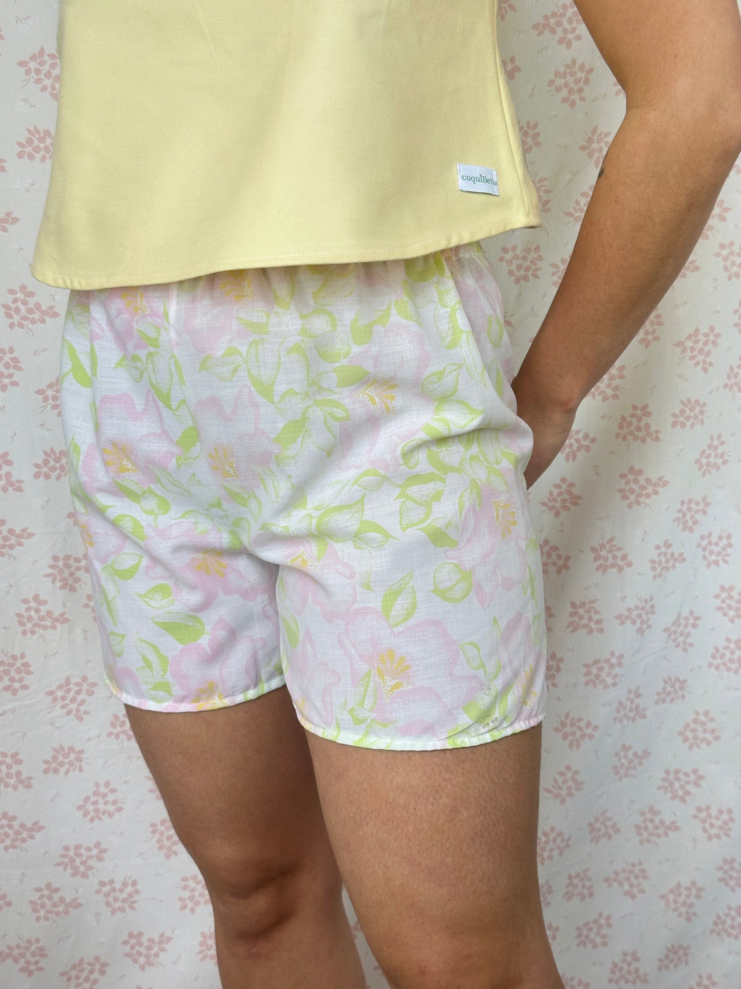 Short Fleurs Rose et Vert