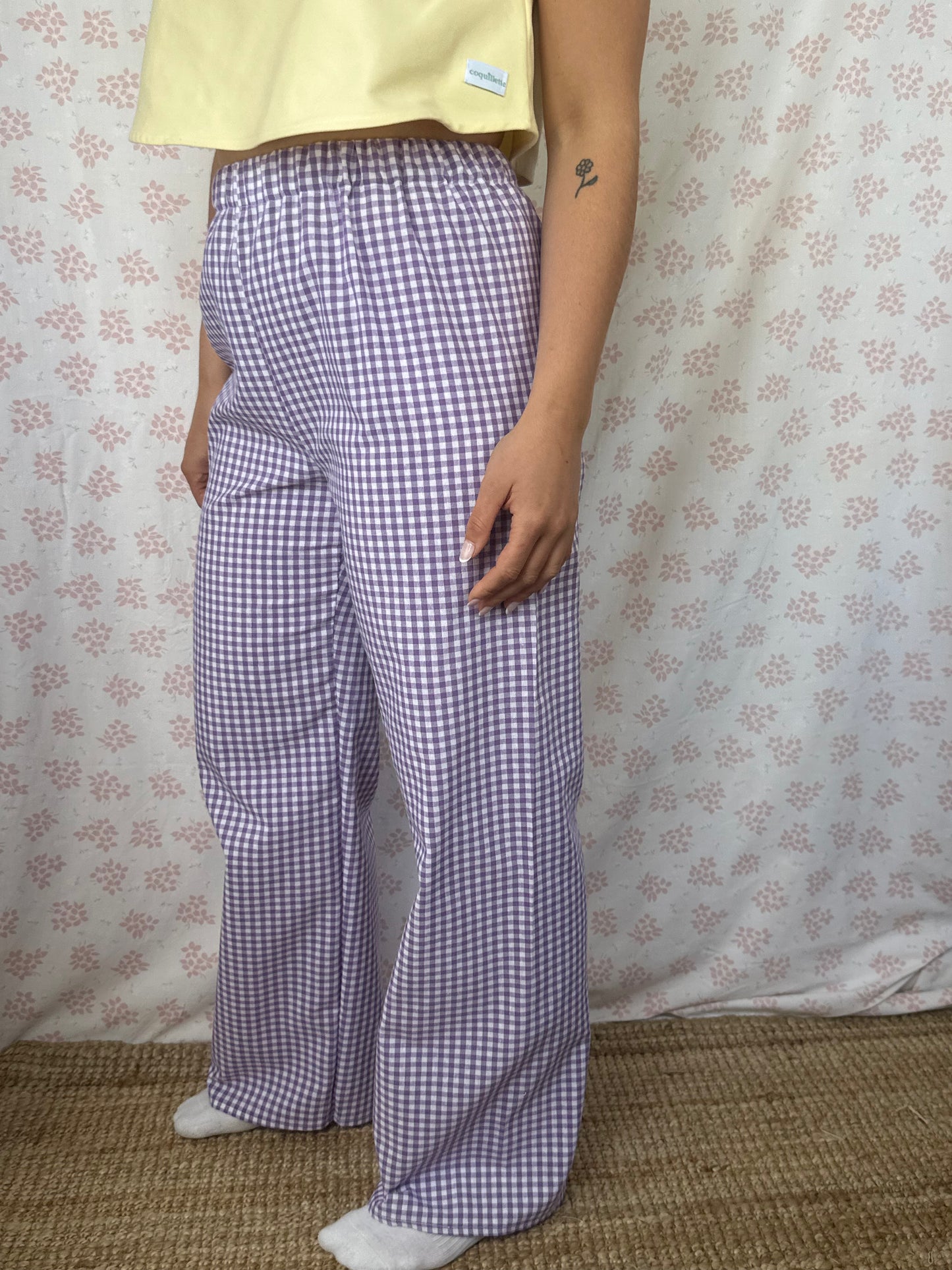 Pantalon Vichy Violet
