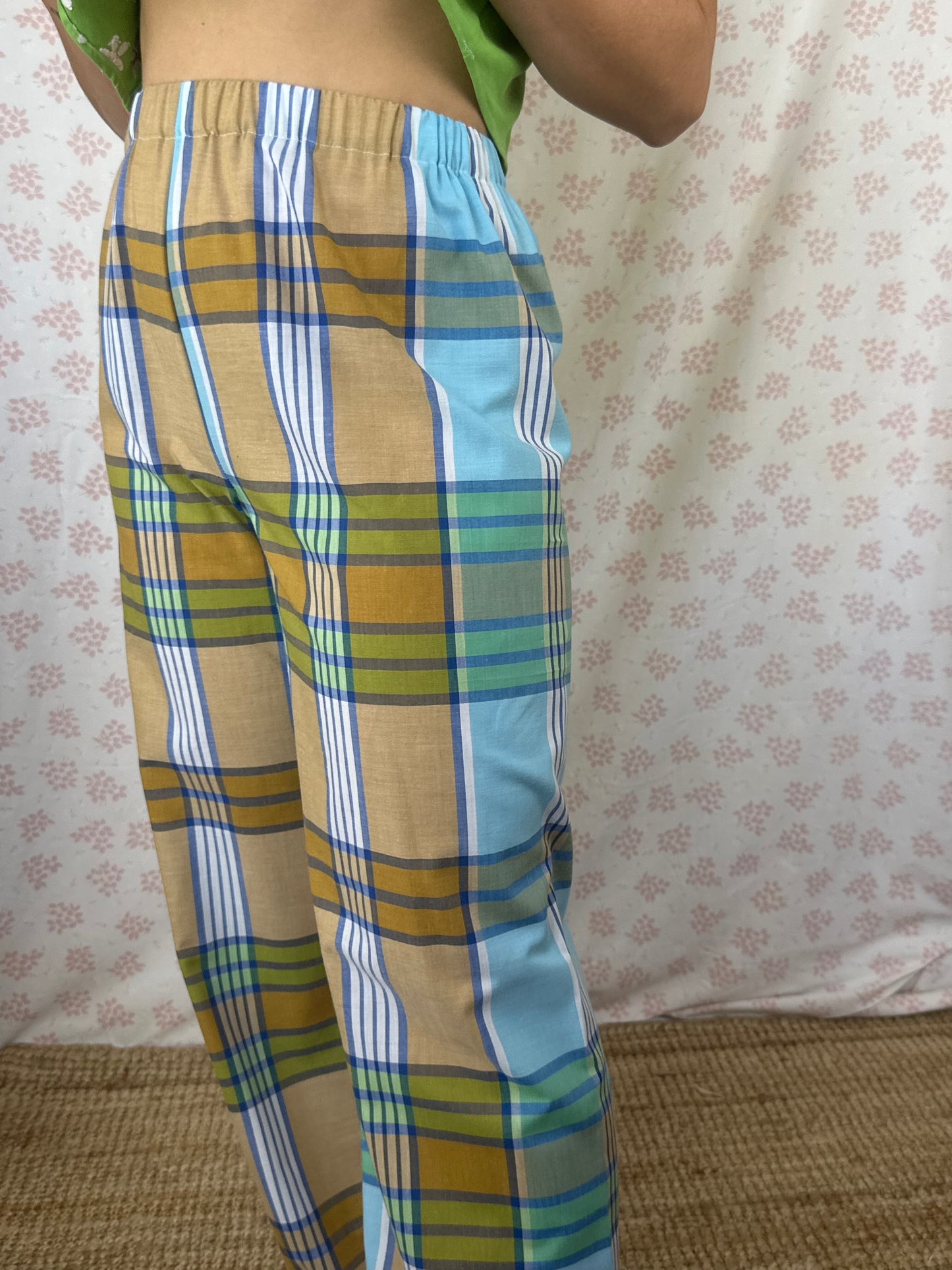 Pantalon Carreaux Marron Bleu