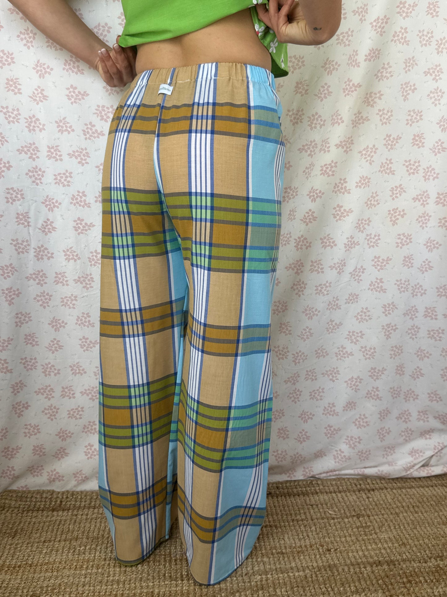 Pantalon Carreaux Marron Bleu