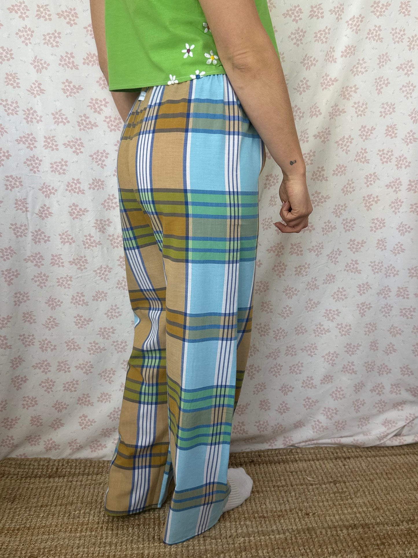 Pantalon Carreaux Marron Bleu