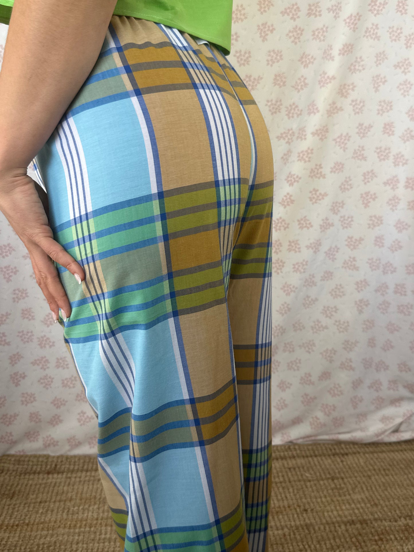 Pantalon Carreaux Marron Bleu