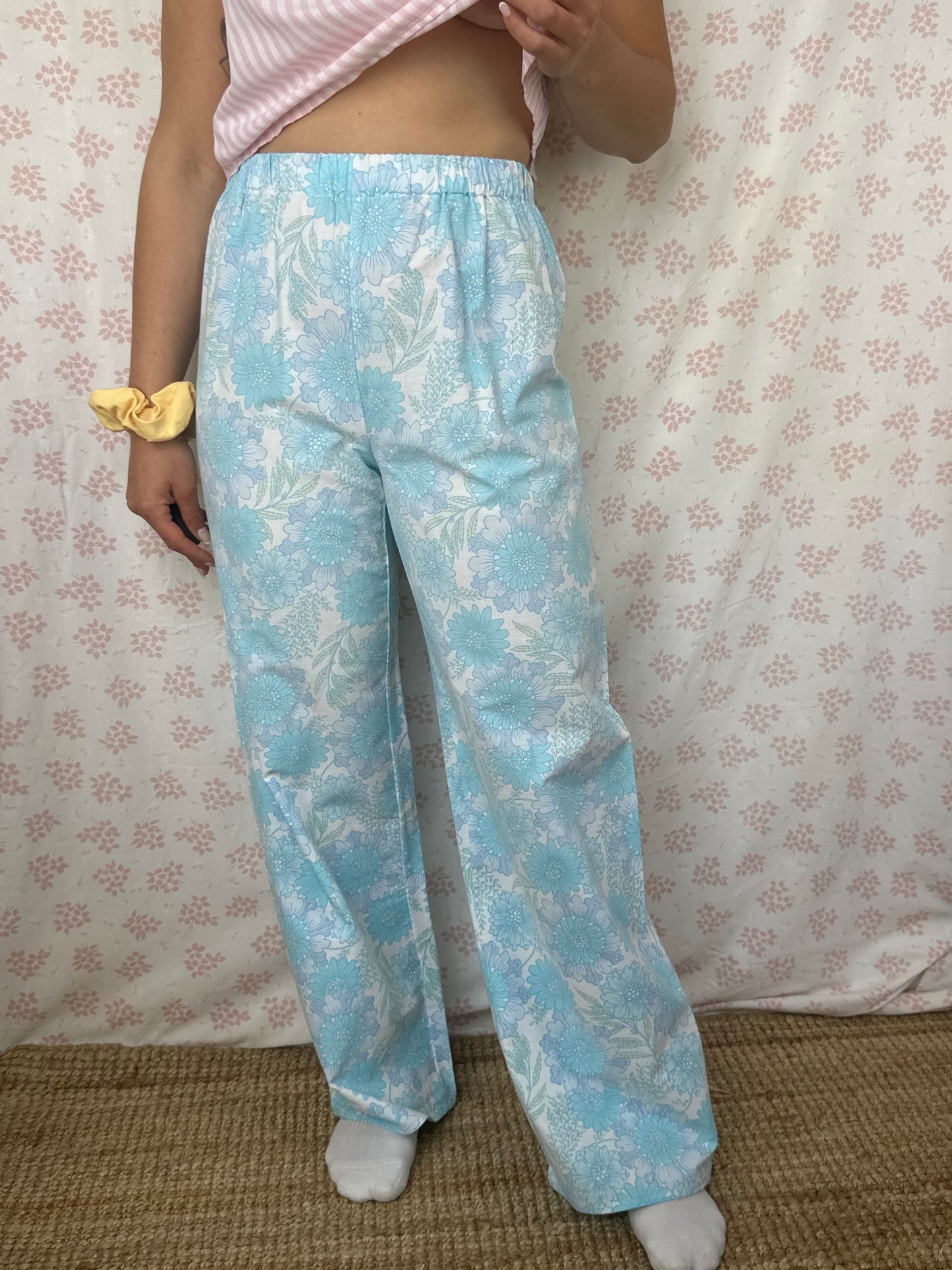 Pantalon Fleurs Bleu
