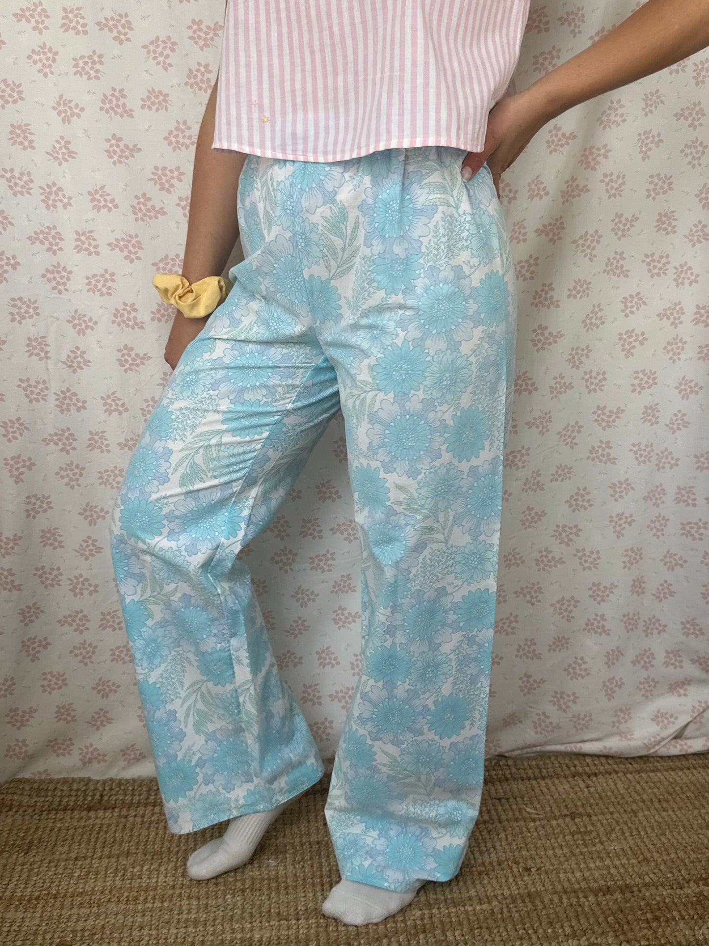 Pantalon Fleurs Bleu