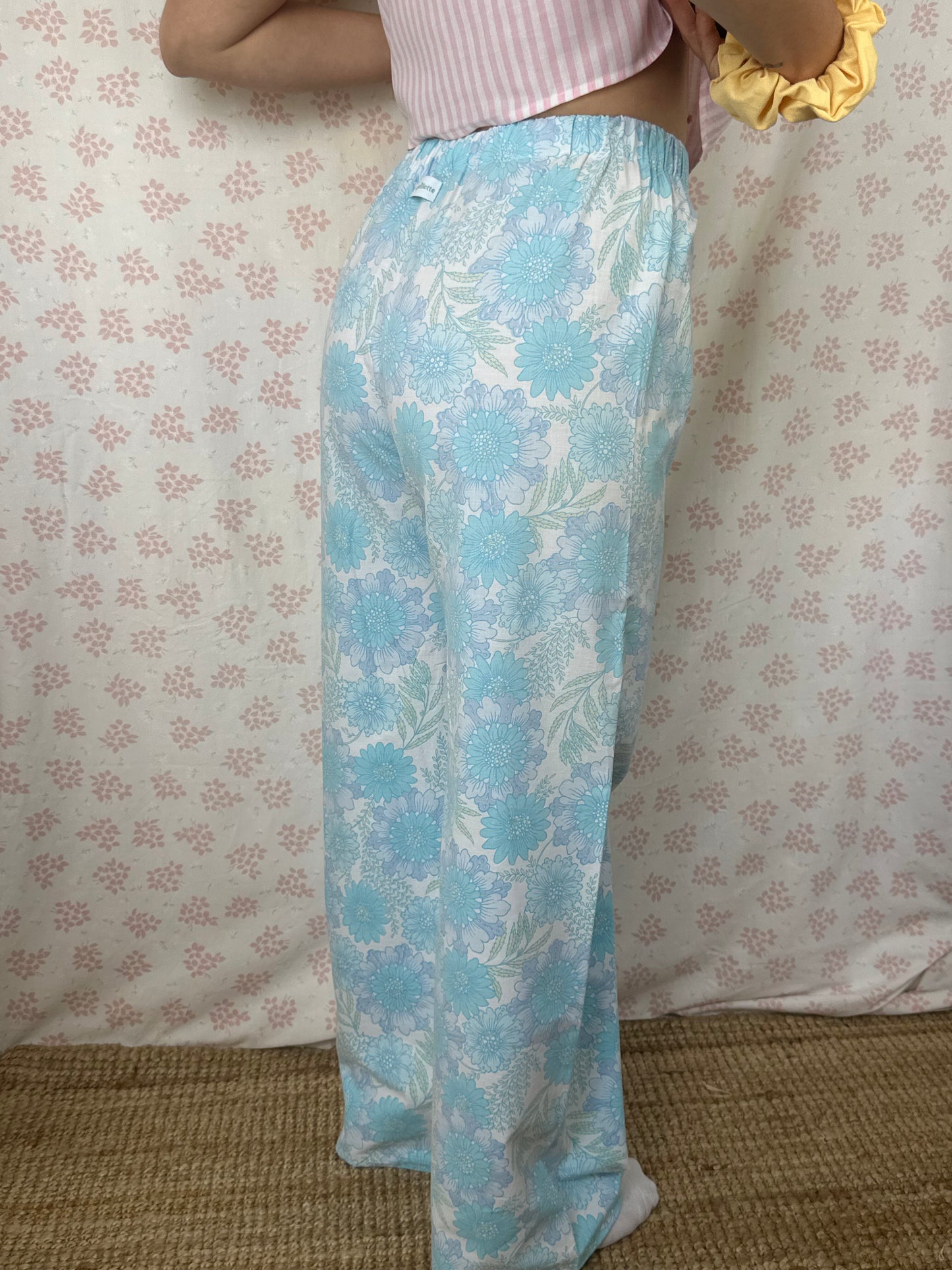 Pantalon Fleurs Bleu