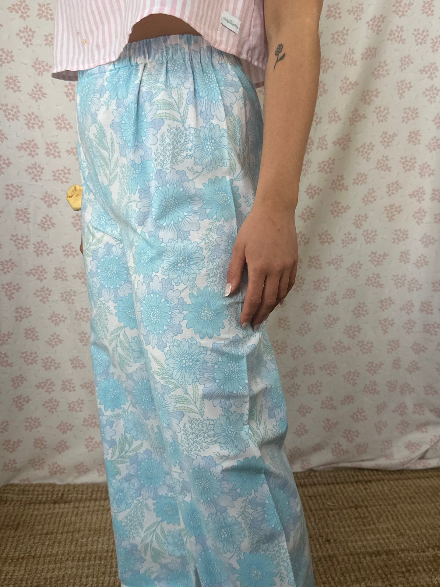 Pantalon Fleurs Bleu