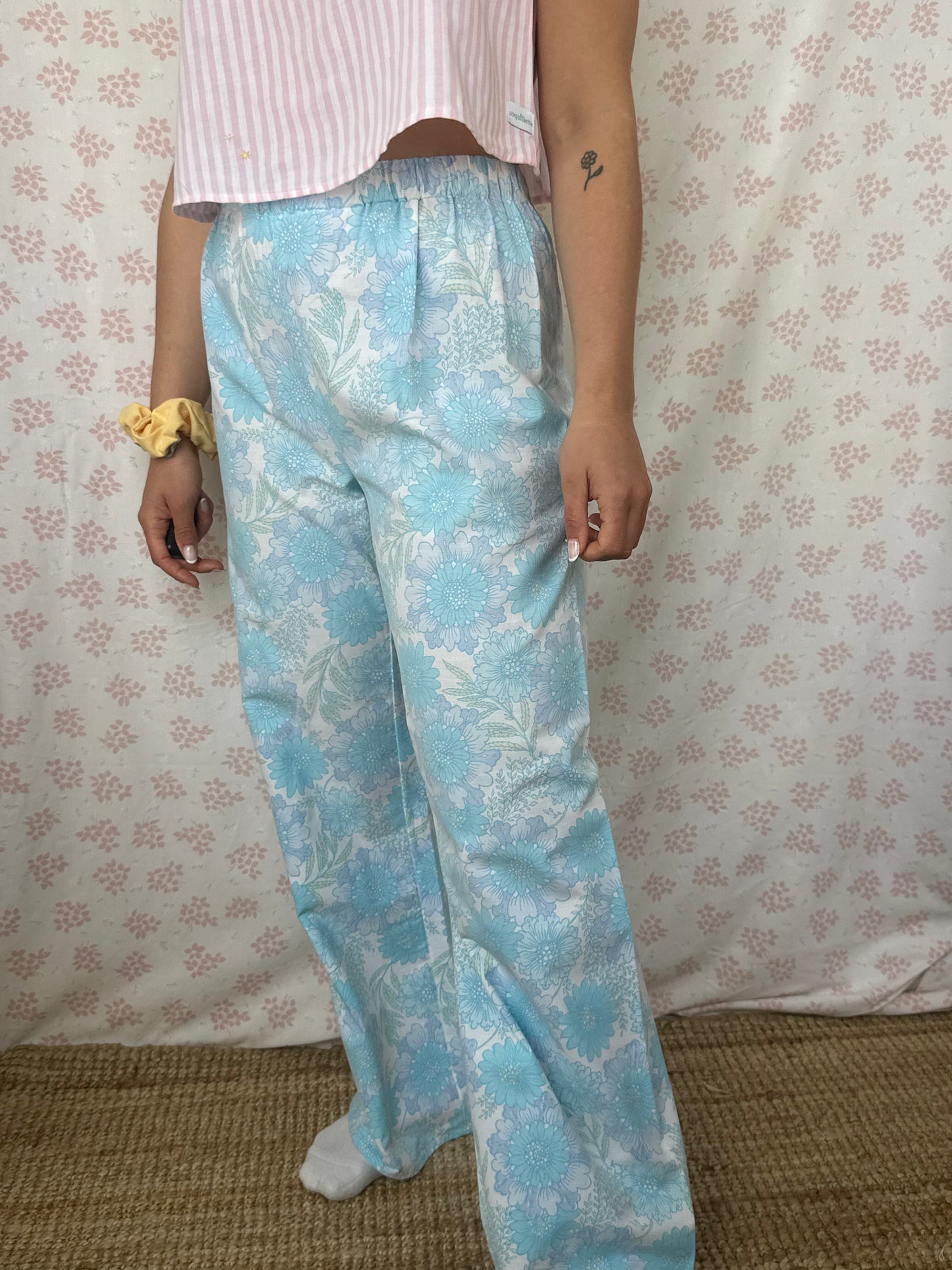 Pantalon Fleurs Bleu