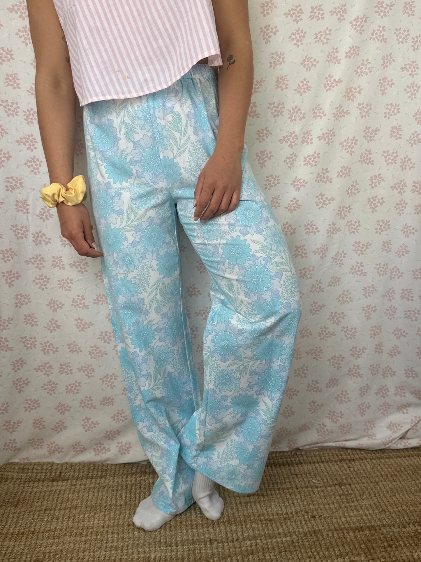 Pantalon Fleurs Bleu
