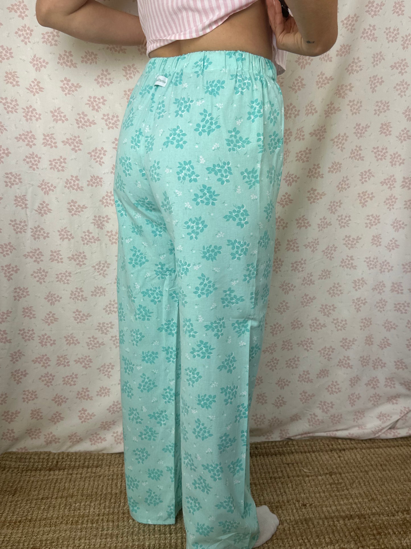 Pantalon Fleurs Turquoise