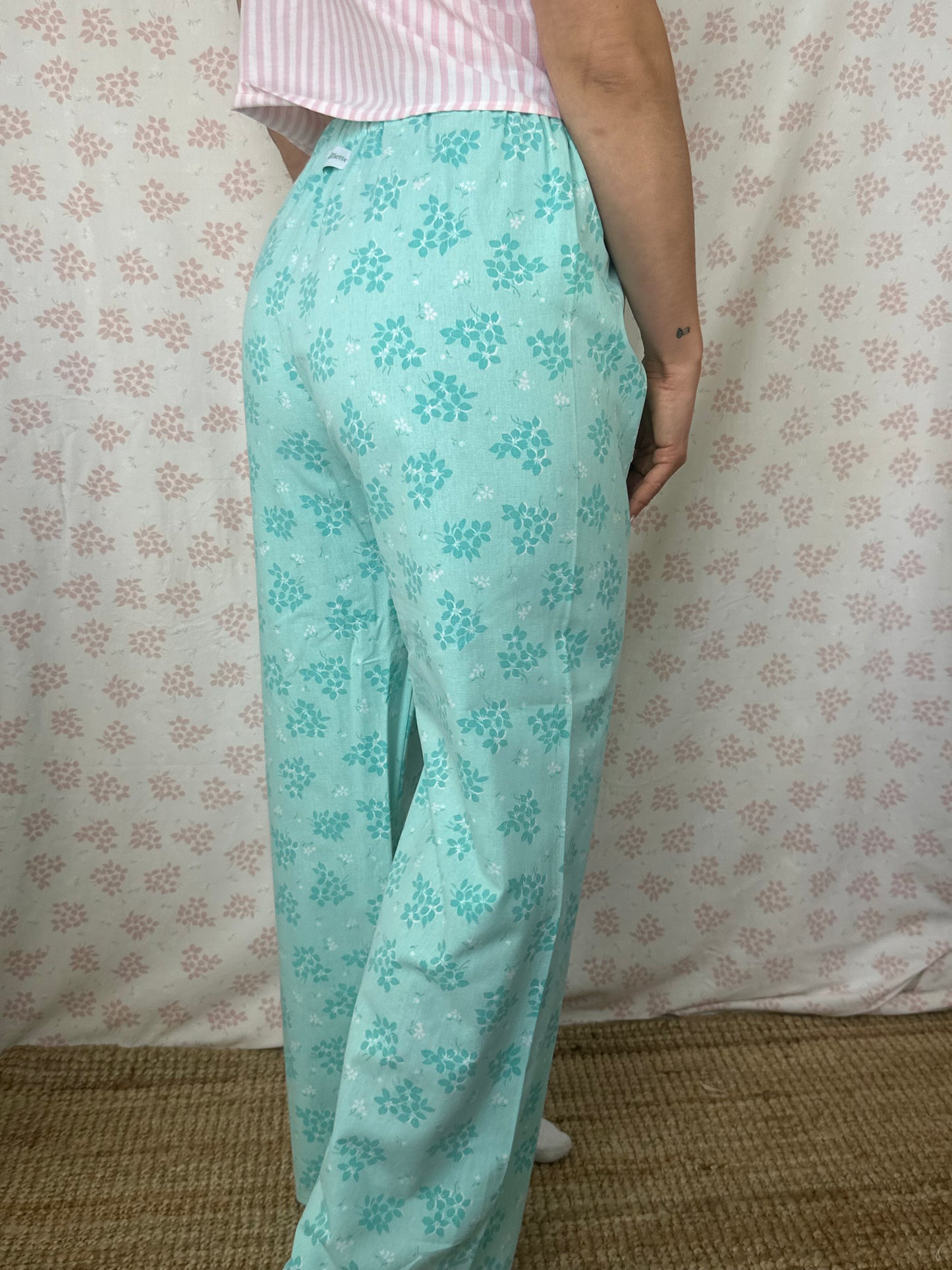 Pantalon Fleurs Turquoise