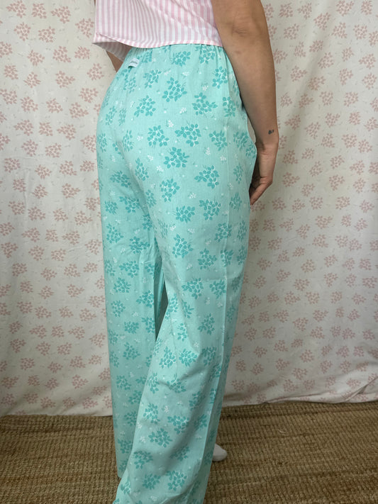 Pantalon Fleurs Turquoise