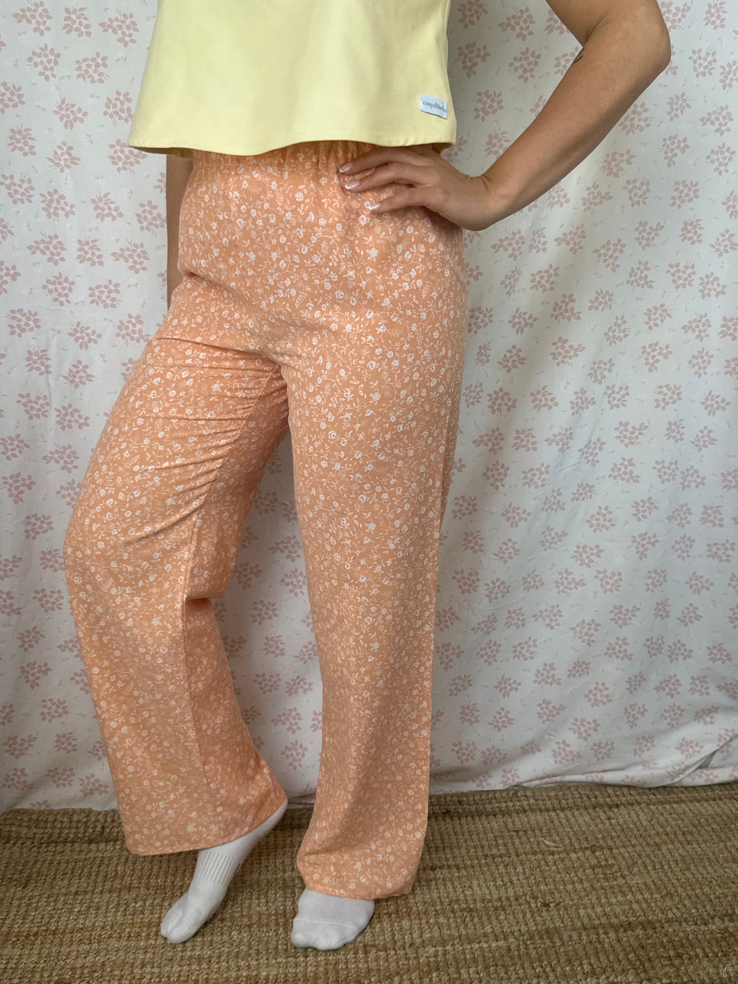 Pantalon Fleurs Orange