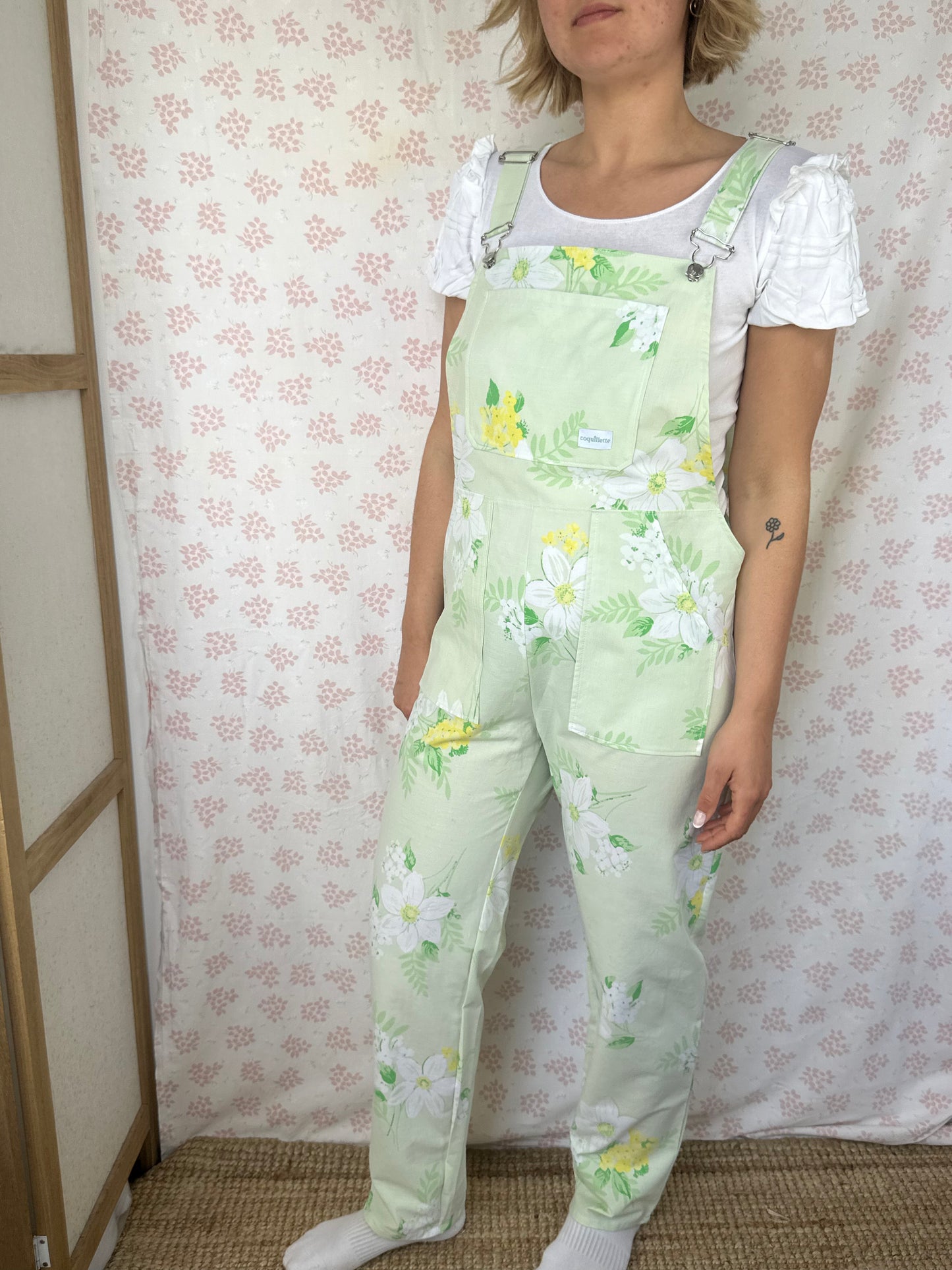 Salopette Fleurs Verte