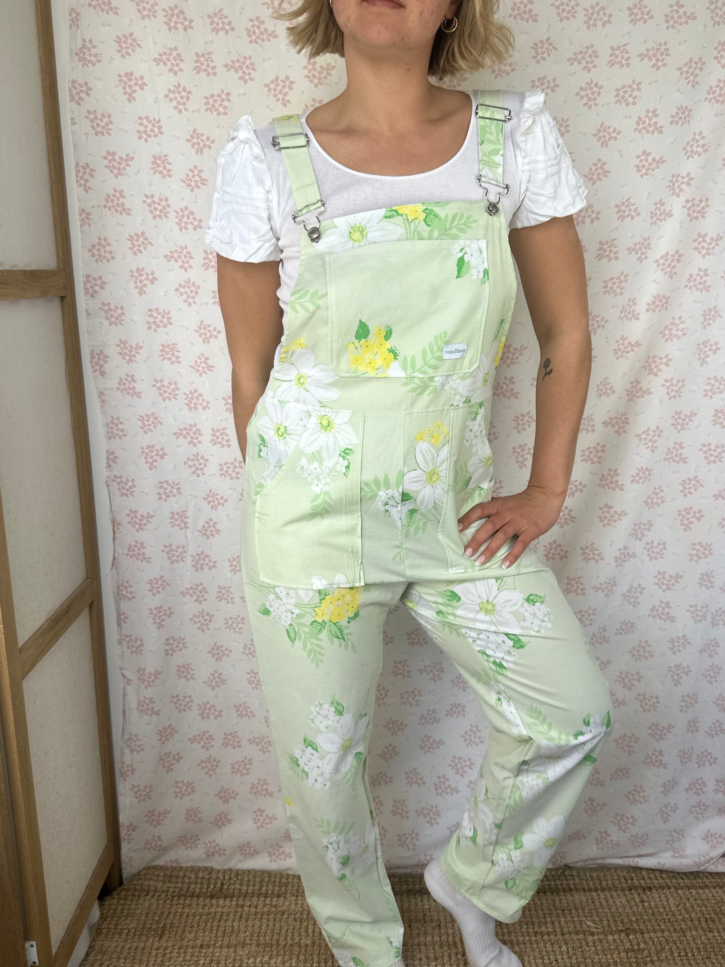 Salopette Fleurs Verte