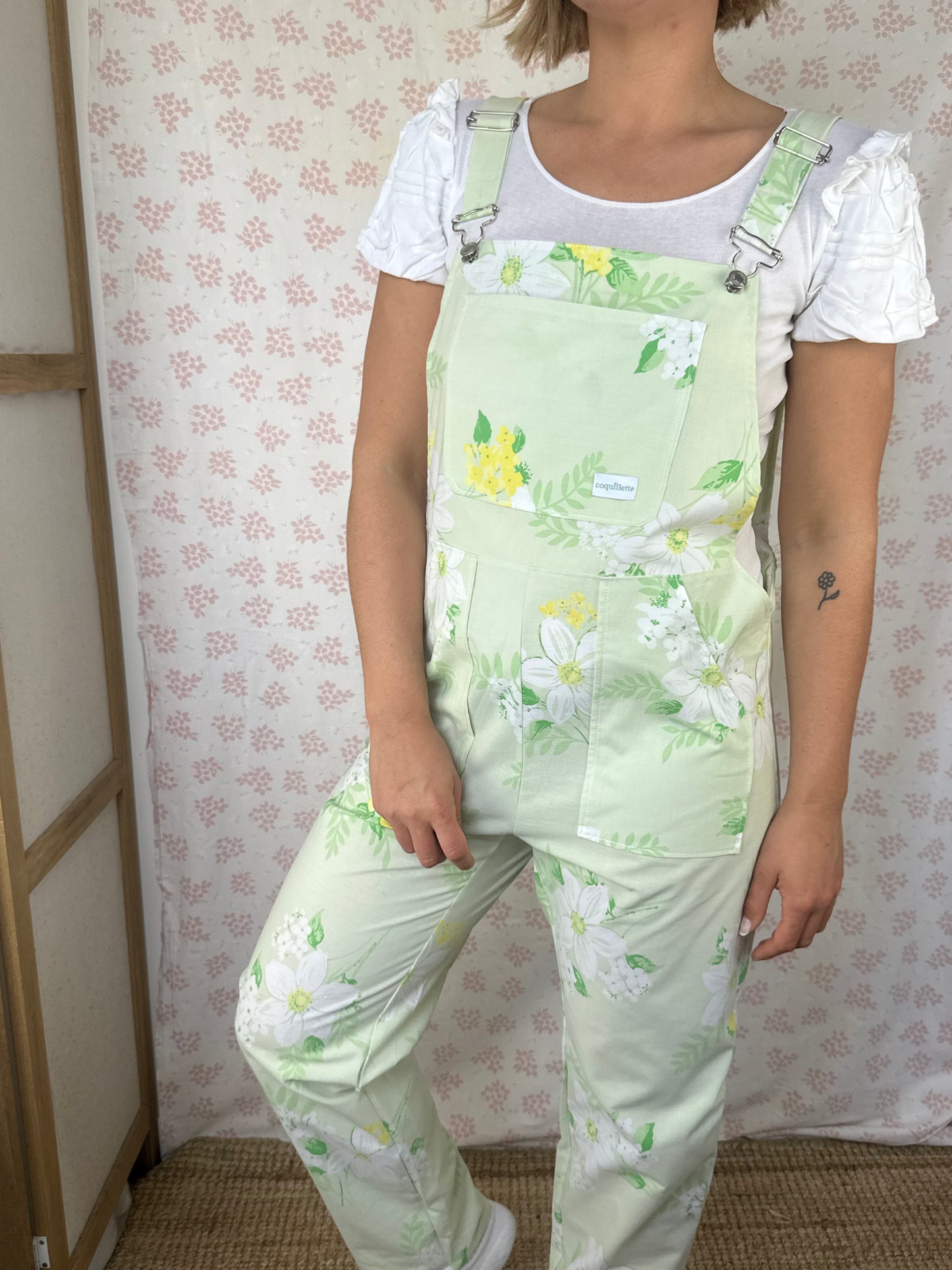 Salopette Fleurs Verte