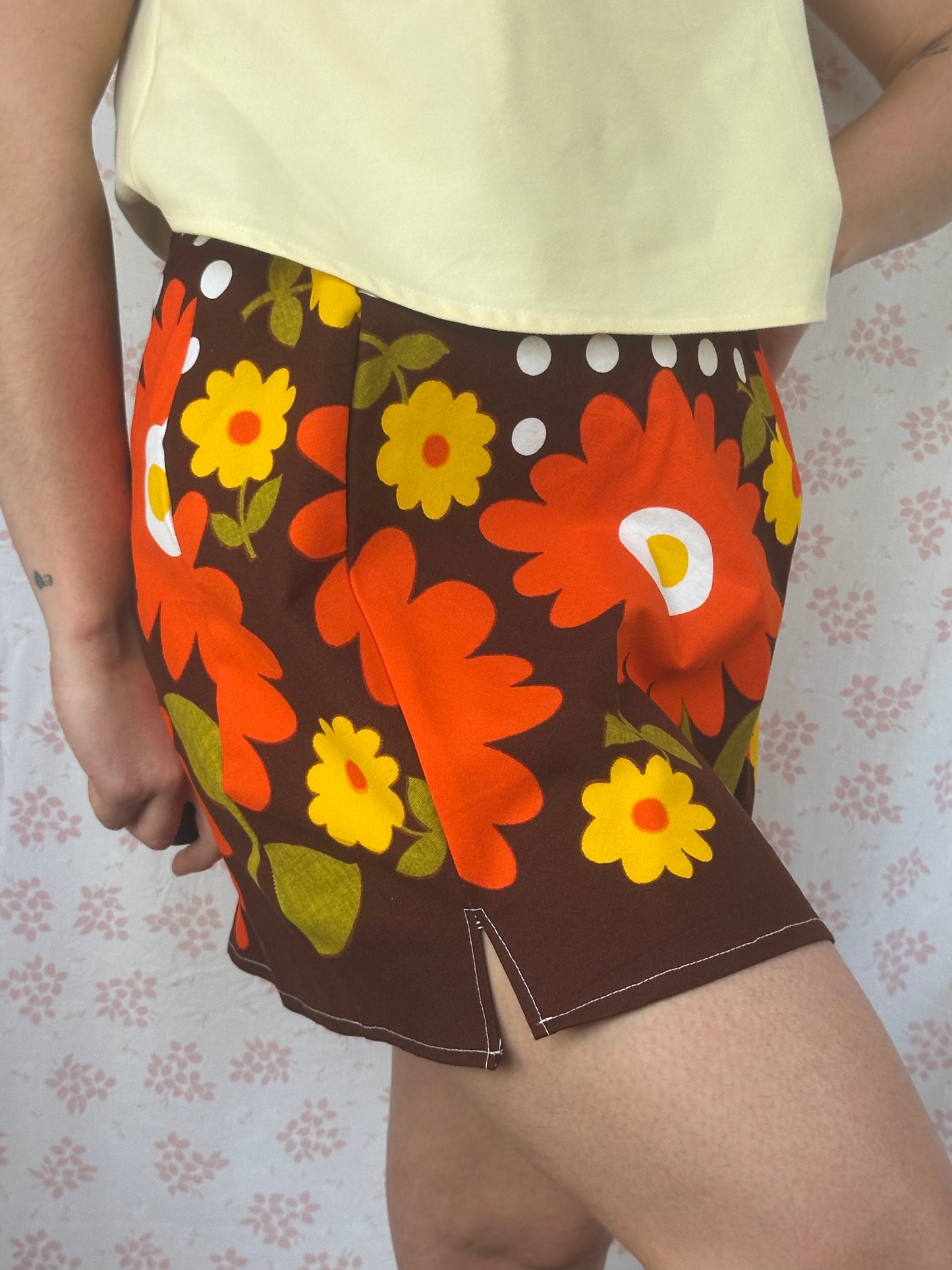 Jupe Fleurs Marron