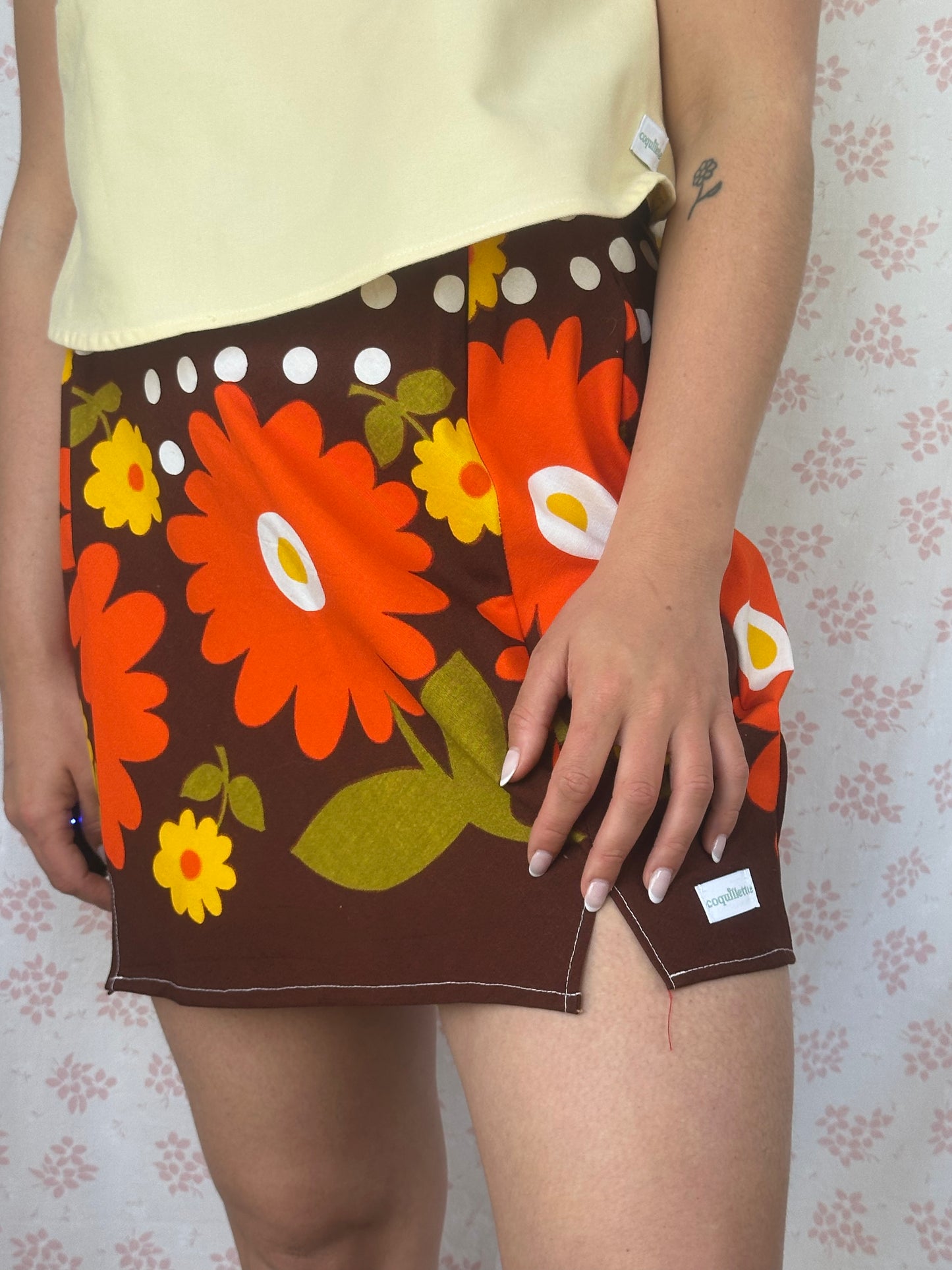 Jupe Fleurs Marron