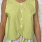 Haut Bouton Uni Vert
