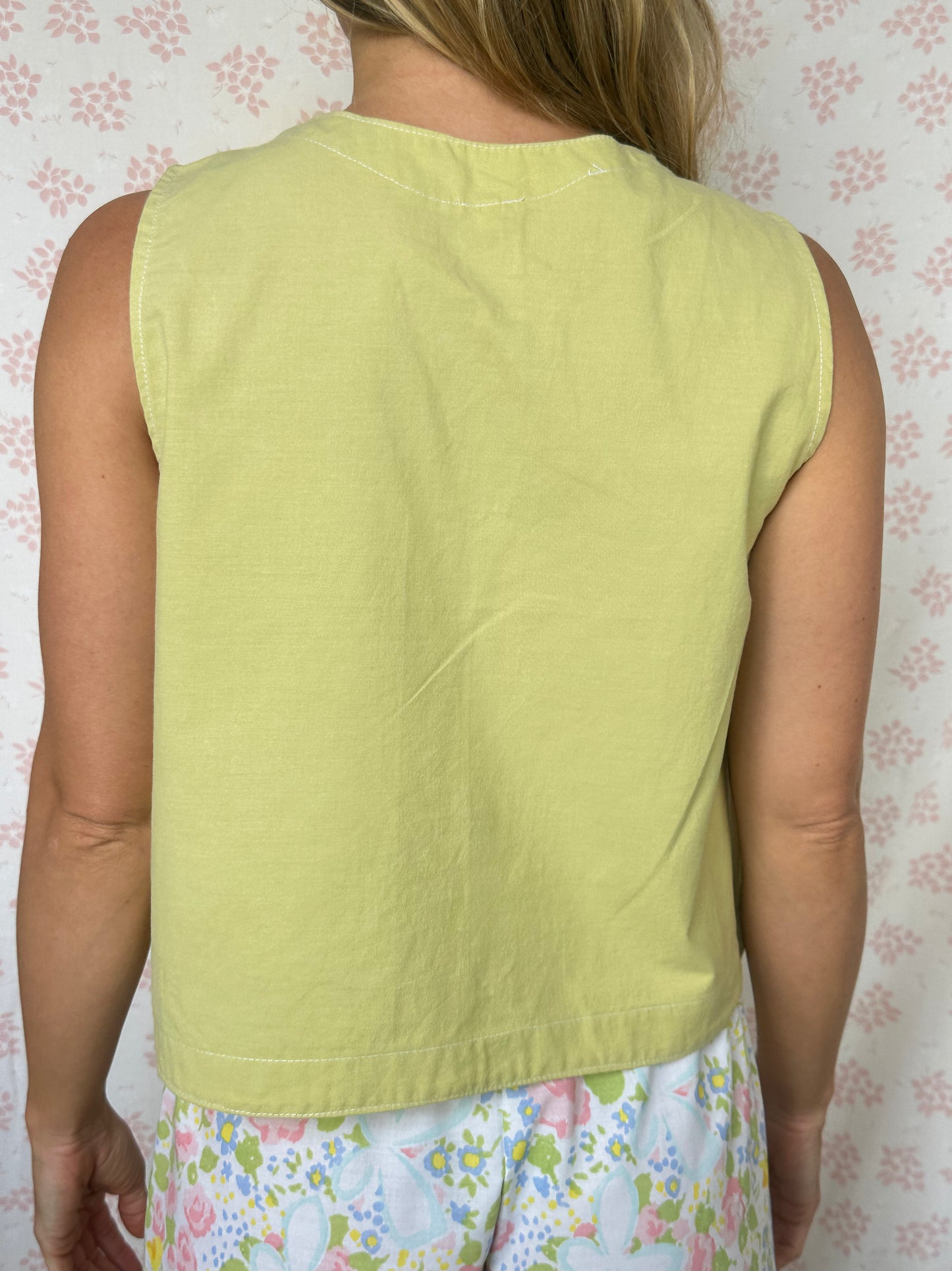 Haut Bouton Uni Vert
