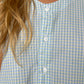 Haut Bouton Vichy Bleu
