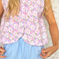 Haut Bouton Fleurs Rose