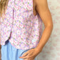 Haut Bouton Fleurs Rose