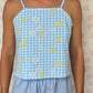 Top Vichy Bleu Fleurs