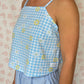 Top Vichy Bleu Fleurs