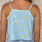 Top Vichy Bleu Fleurs