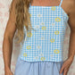 Top Vichy Bleu Fleurs