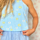 Top Vichy Bleu Fleurs