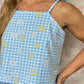Top Vichy Bleu Fleurs