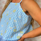 Top Vichy Bleu Fleurs