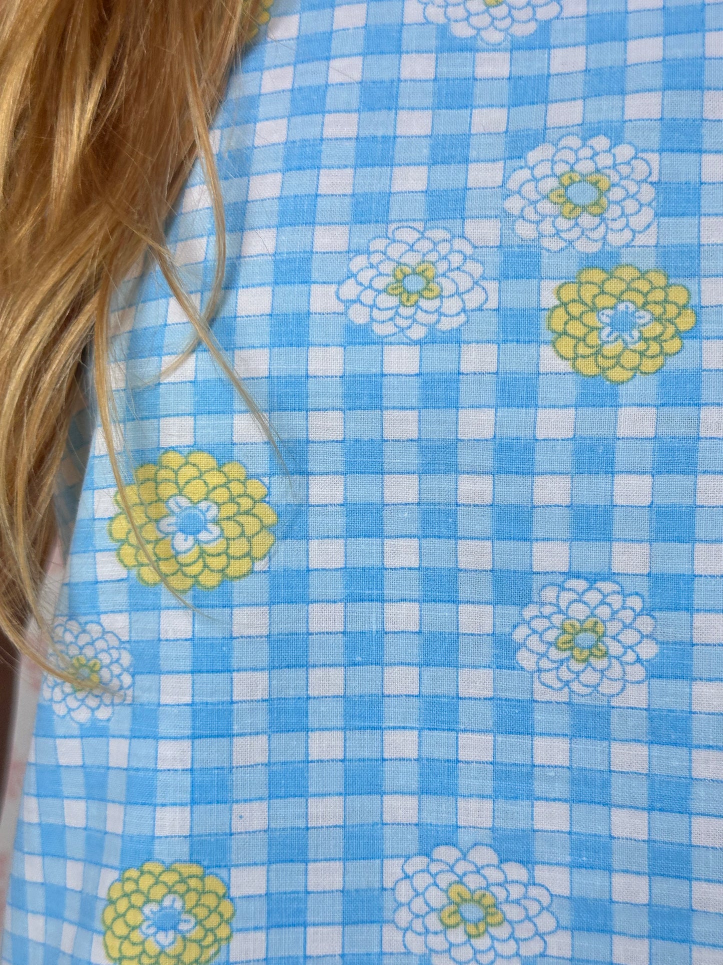 Top Vichy Bleu Fleurs